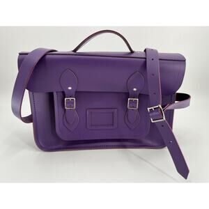 The Cambridge Satchel Company 15" Classic Satchel Bag Purple Leather